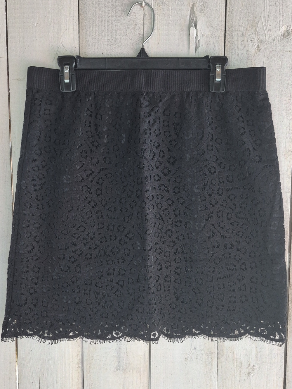 Joe Fresh Black Crochet Mini Skirt with Lace Hem